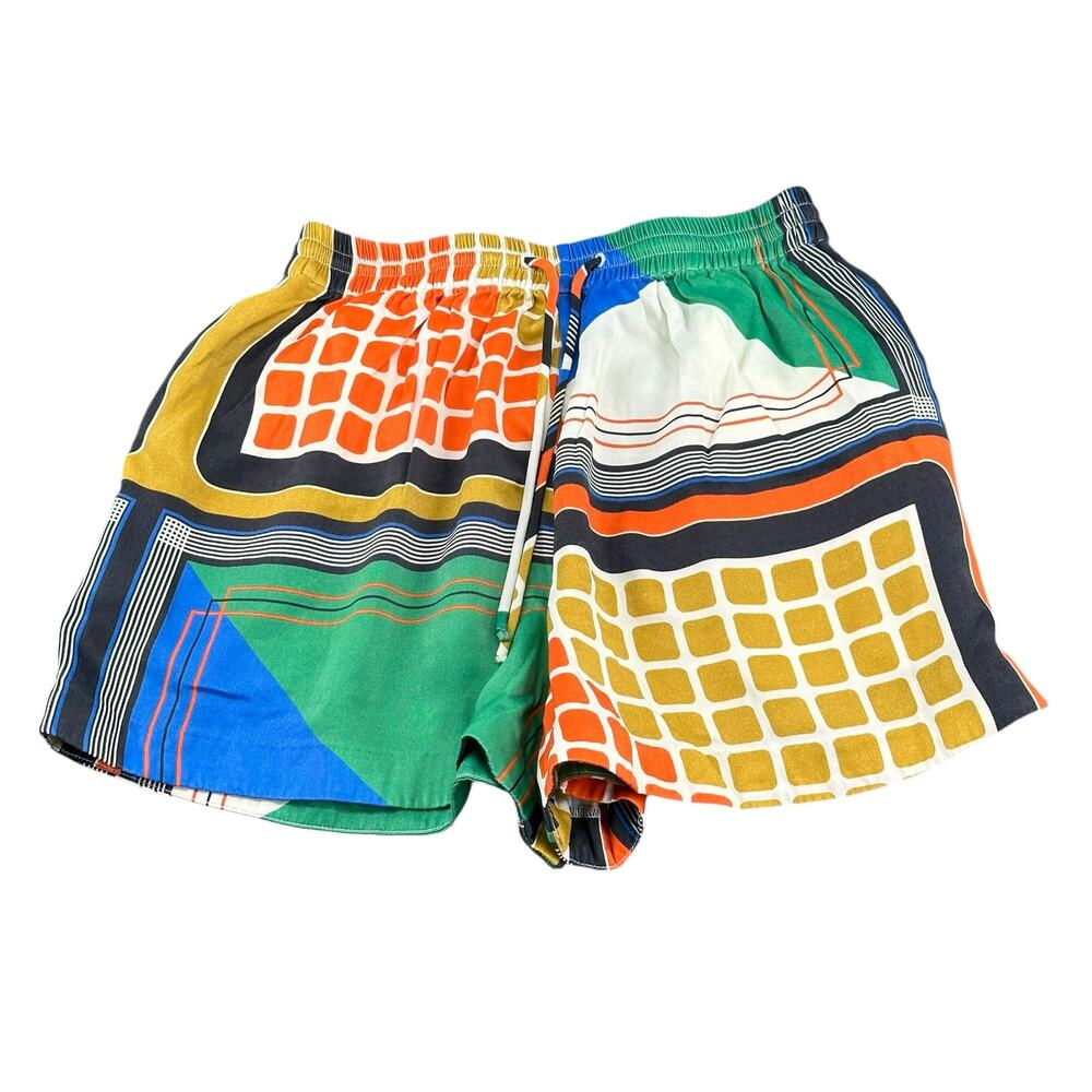 Song of Style Shorts Womens XS Oliver Multi Geo Scarf Silky Satin Artsy Colorful